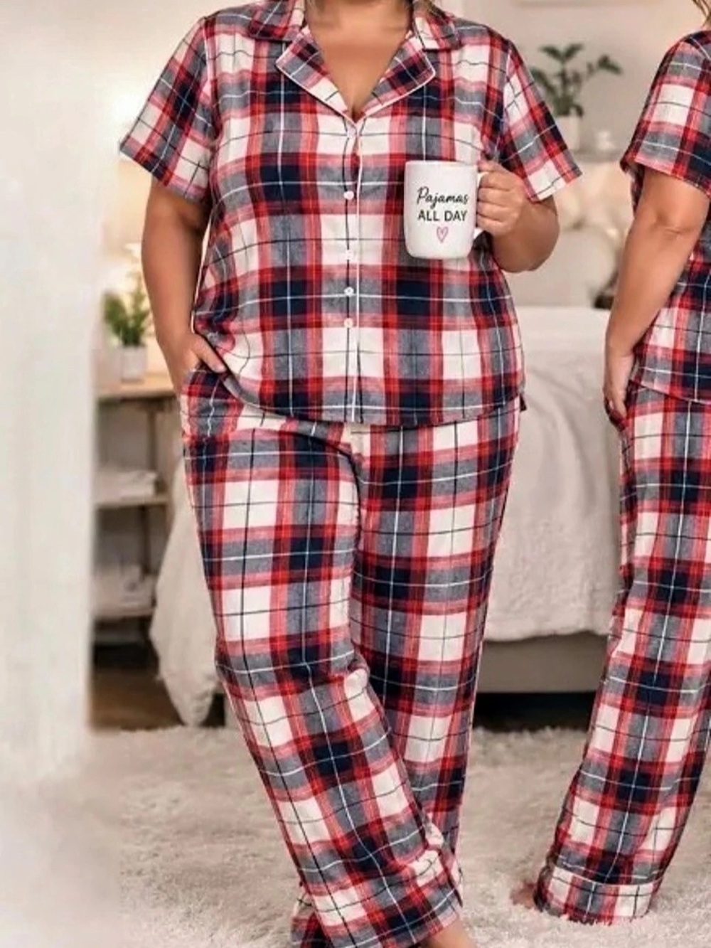 PLT Plaid Pajama Set in Red & Blue